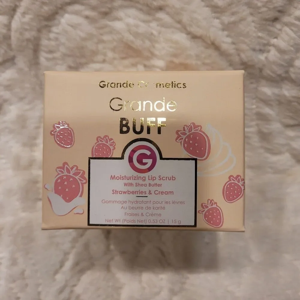 Grande Cosmetics GrandeBUFF Moisturizing Lip Scrub Strawberries Cream New Fresh